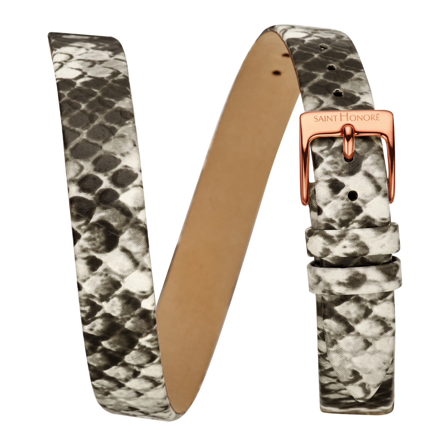 Bracelet double tour cuir véritable 12mm avec motif python