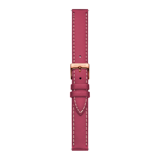 Bracelet cuir véritable 16mm sellier rose