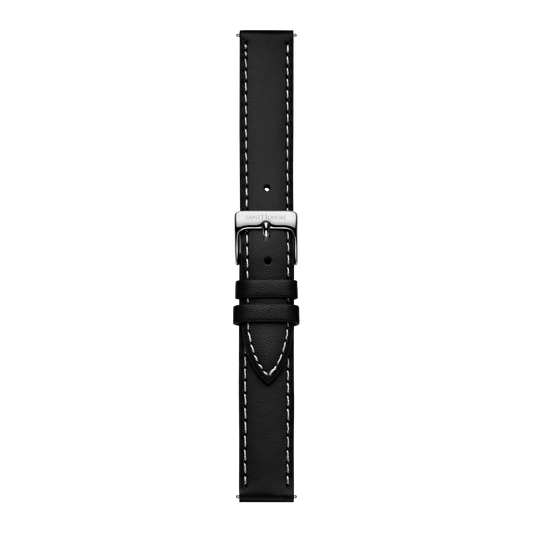 Bracelet cuir véritable 16mm sellier noir