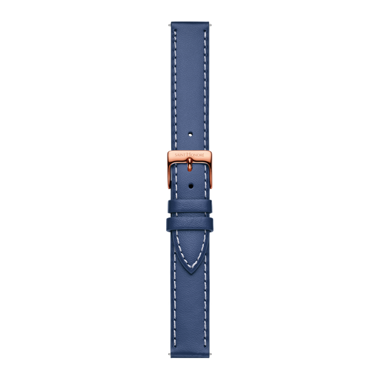 Bracelet cuir véritable 16mm sellier bleu